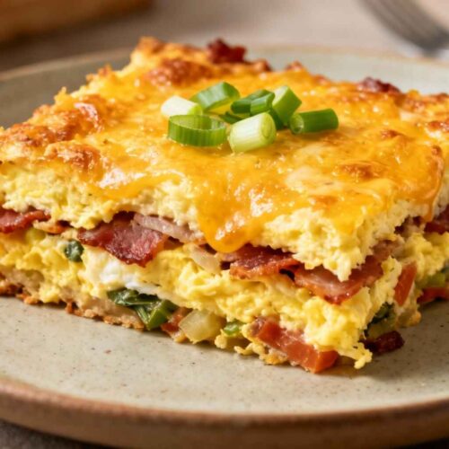 breakfast casserole with bacon and eggs