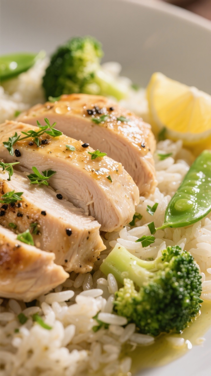 Close-up detail of healthy chicken and rice casserole