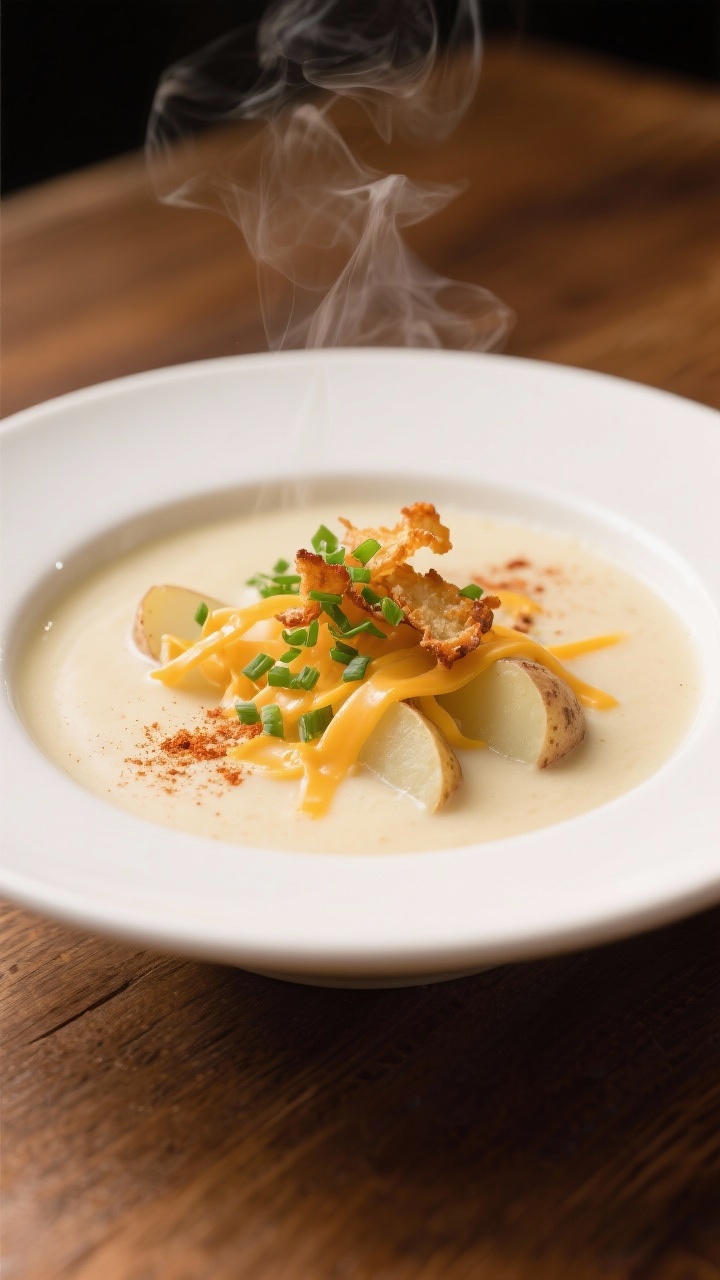 Final dish of easy potato soup with hashbrowns