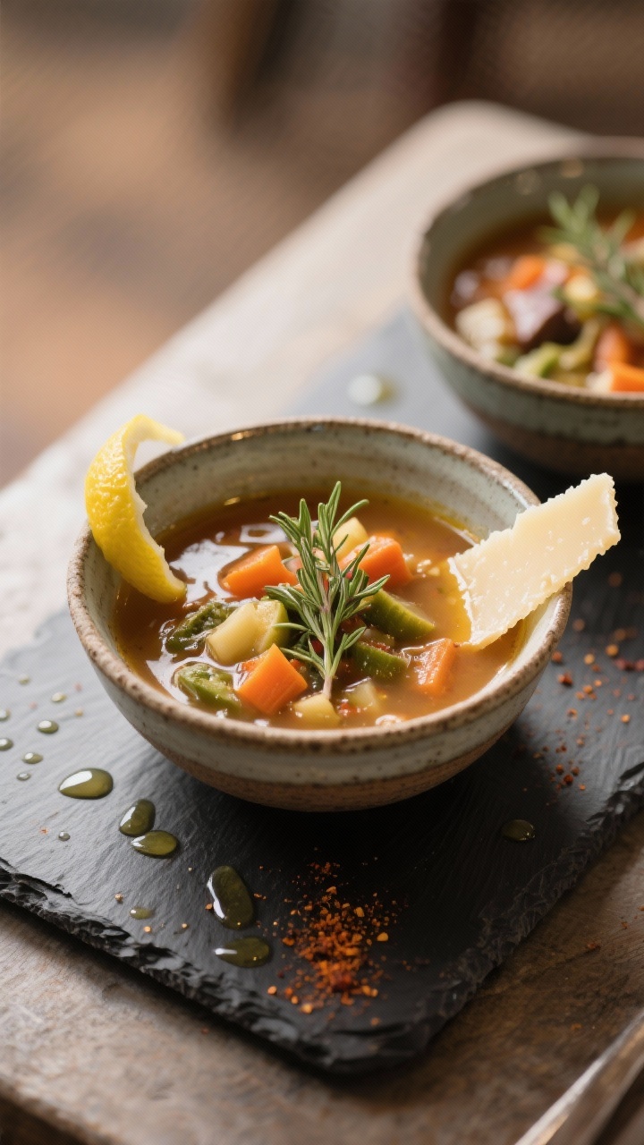 Final dish presentation of low carb vegetable soup