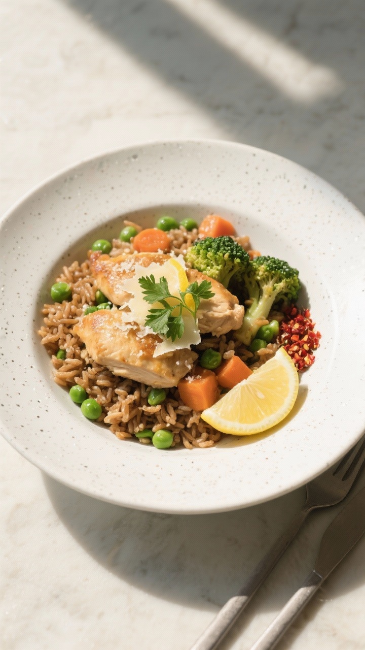 Final dish, tasty healthy chicken and rice casserole