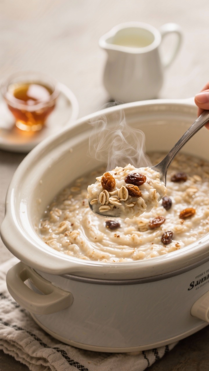 Close-up detail of slow cooker oatmeal