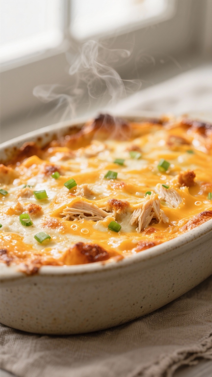 Close-up detail of High Protein Buffalo Chicken Dip