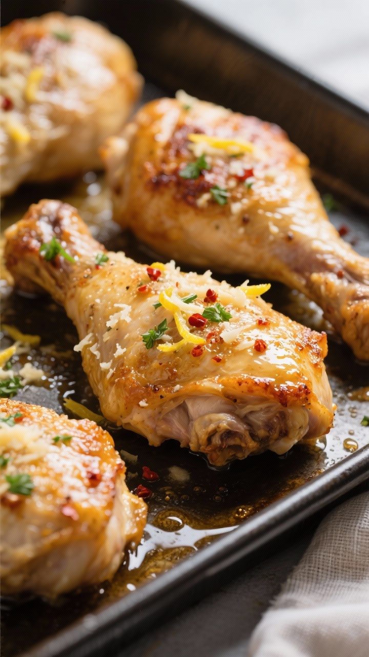 Close-up detail of garlic parmesan chicken