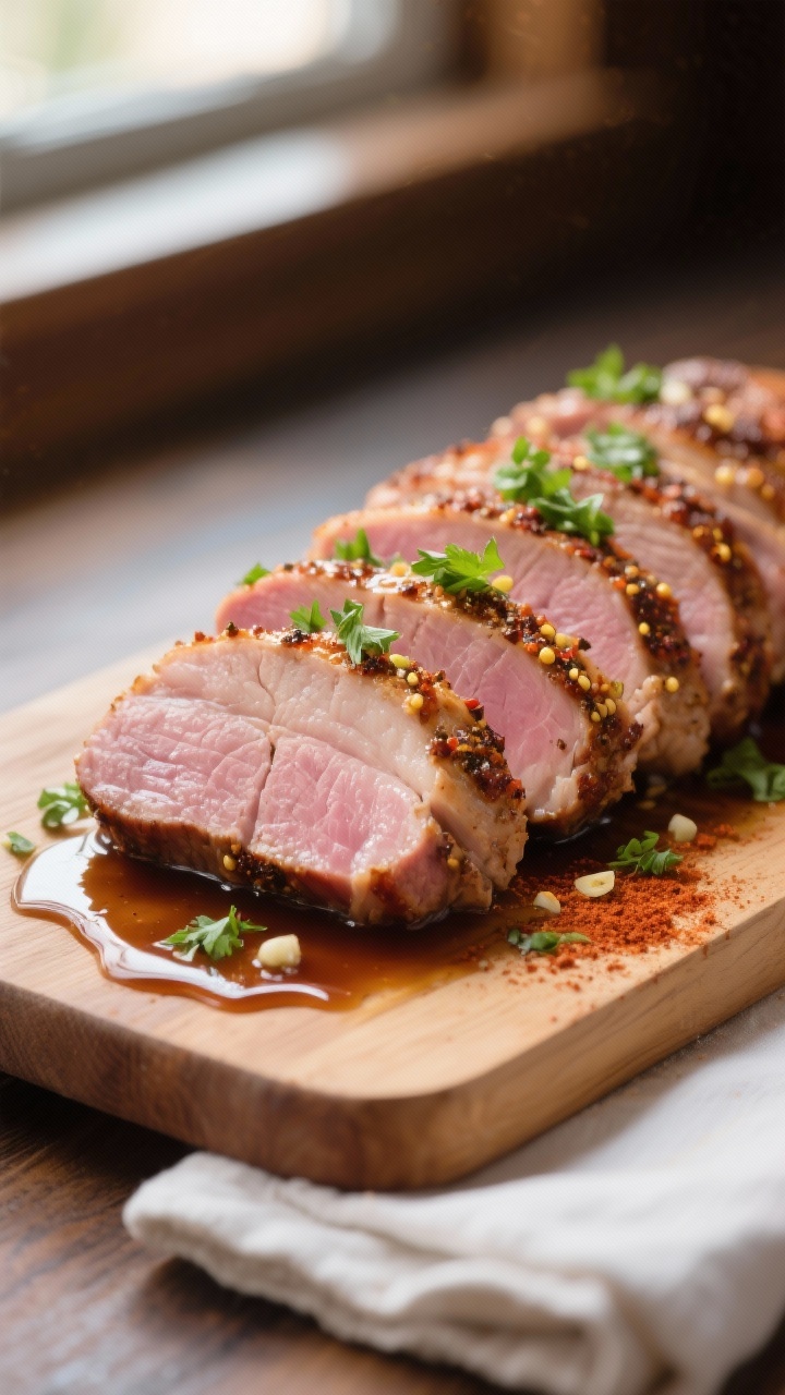 Close-up detail of slow cooker pork tenderloin