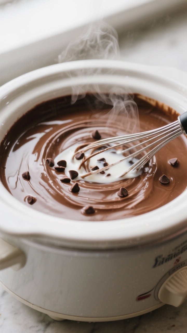 Close-up detail of slow cooker hot chocolate