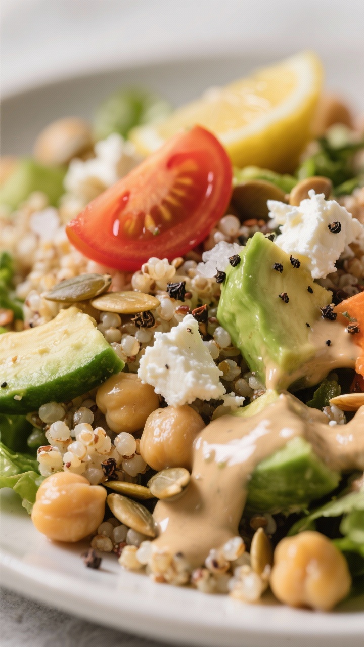 plate of high protein quinoa salad
