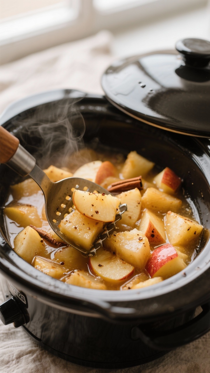 slow cooker applesauce cooking process