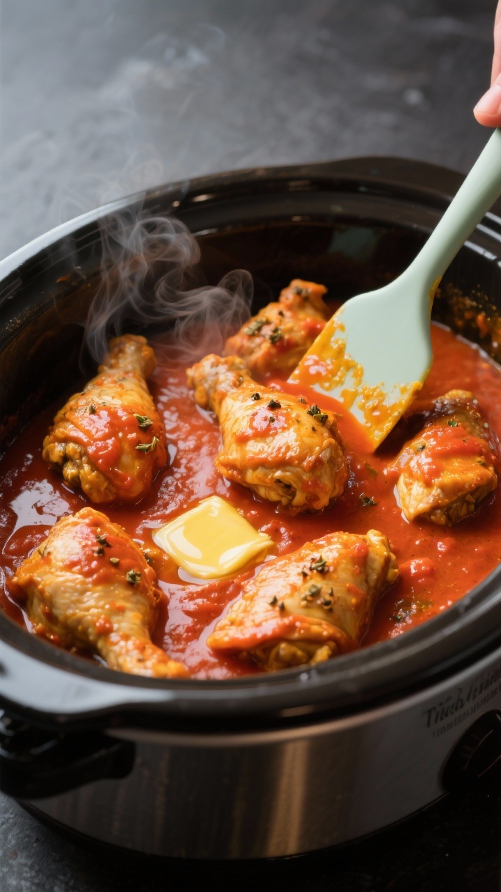 Cooking process of slow cooker chicken tikka masala