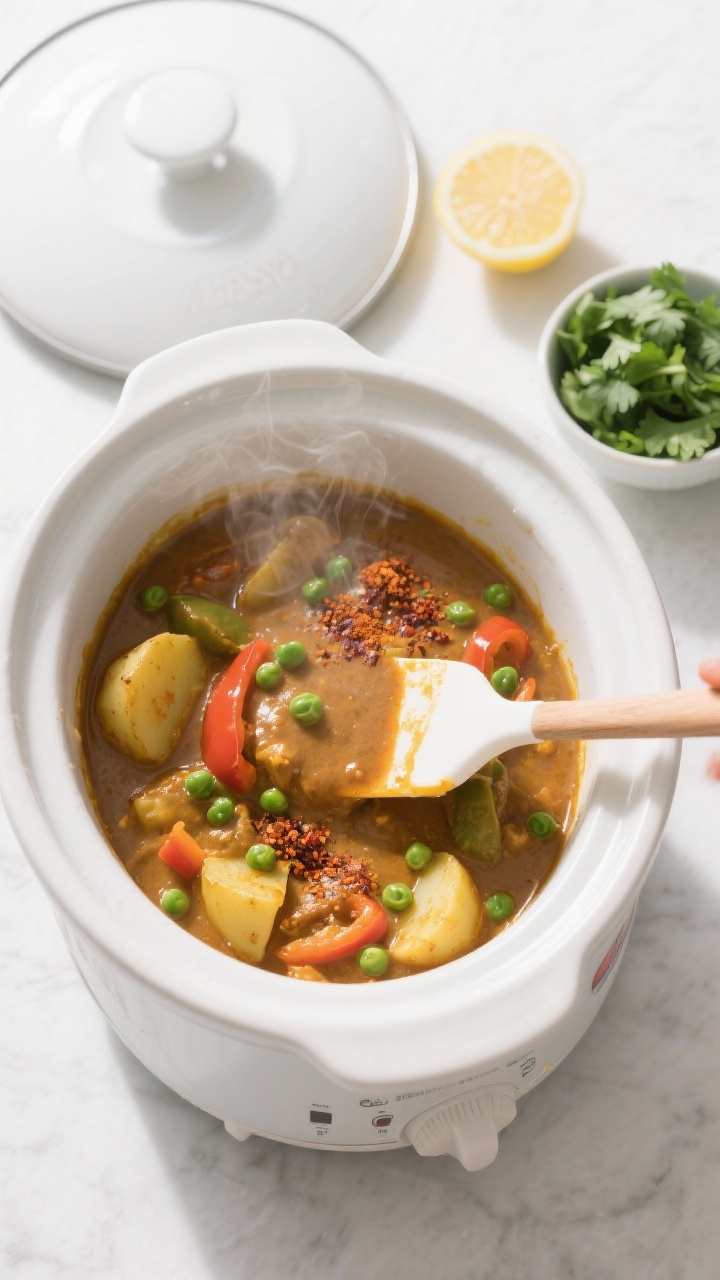 Cooking process of slow cooker chicken curry