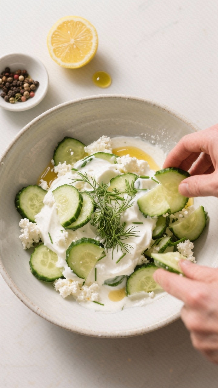 Cooking process of high protein cucumber salad