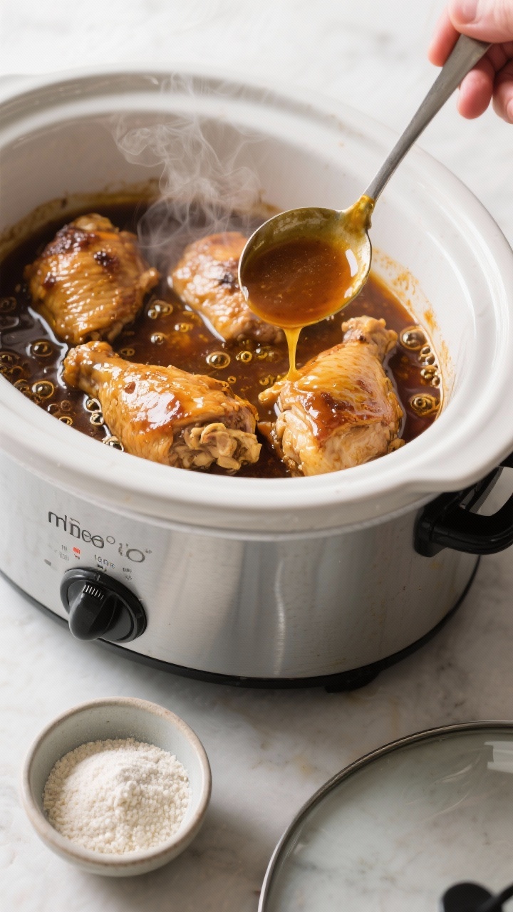 Cooking process of slow cooker mediterranean chicken