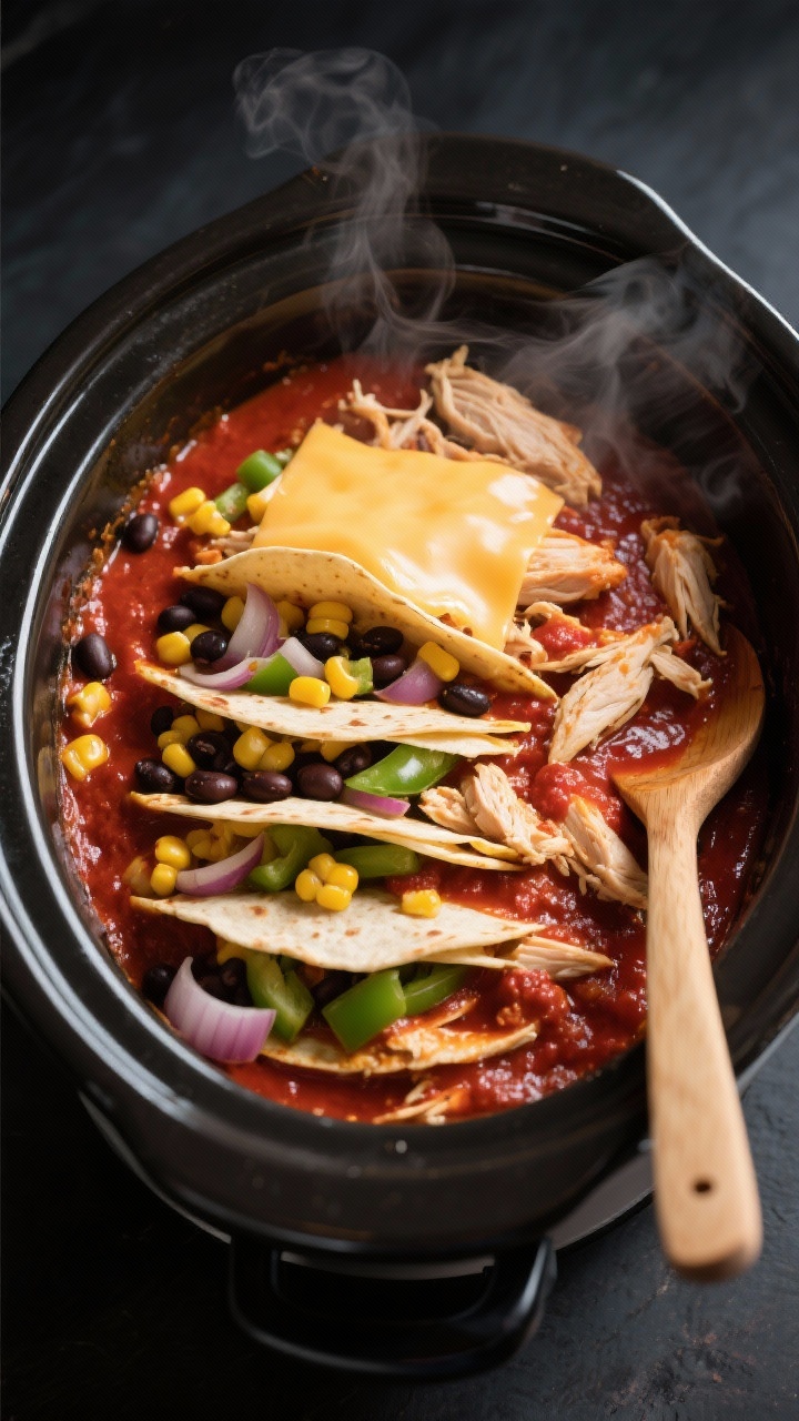 Cooking process slow cooker enchilada casserole