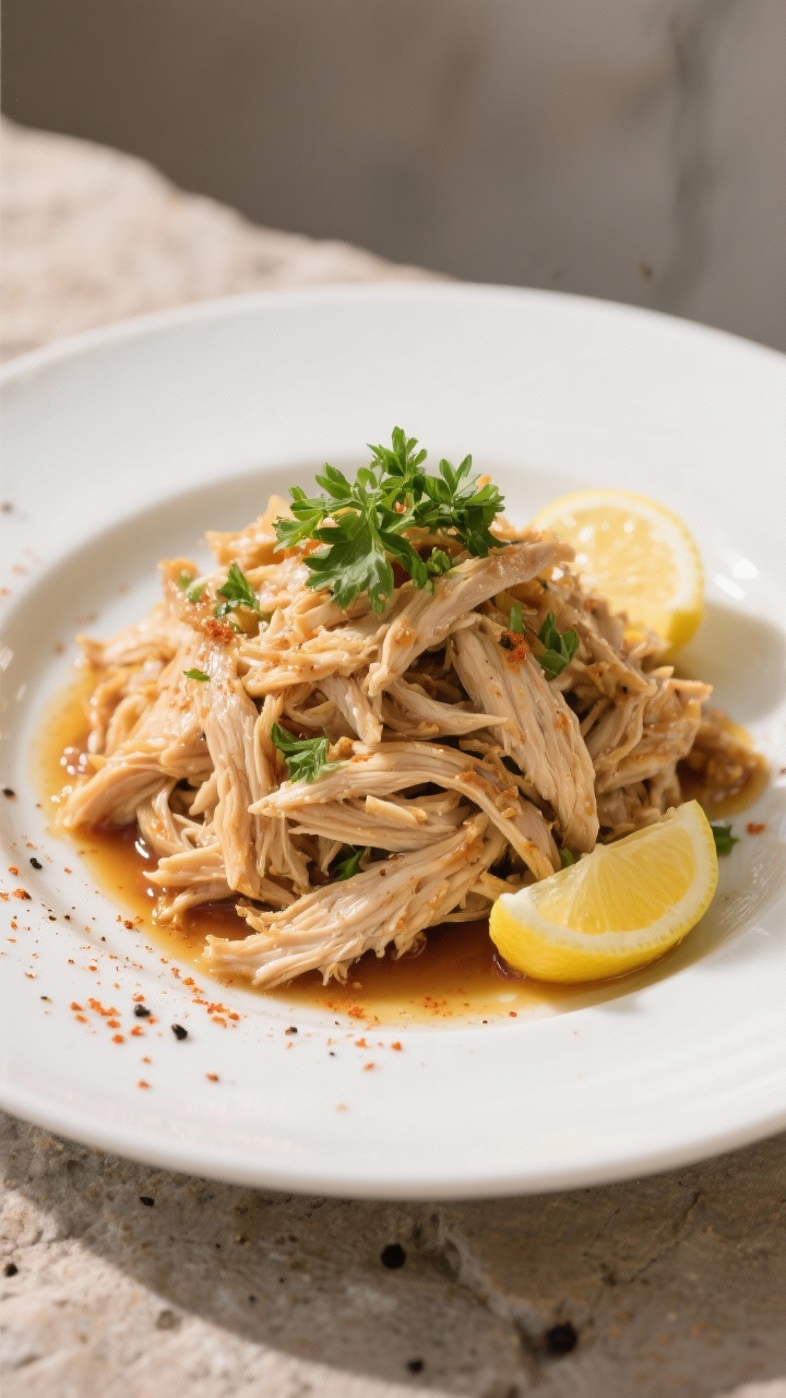 plate of slow cooker shredded chicken