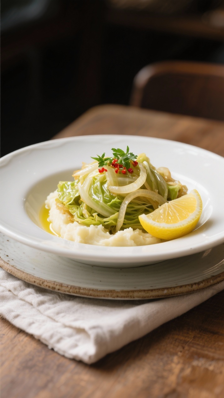 Final dish presentation of slow cooker cabbage