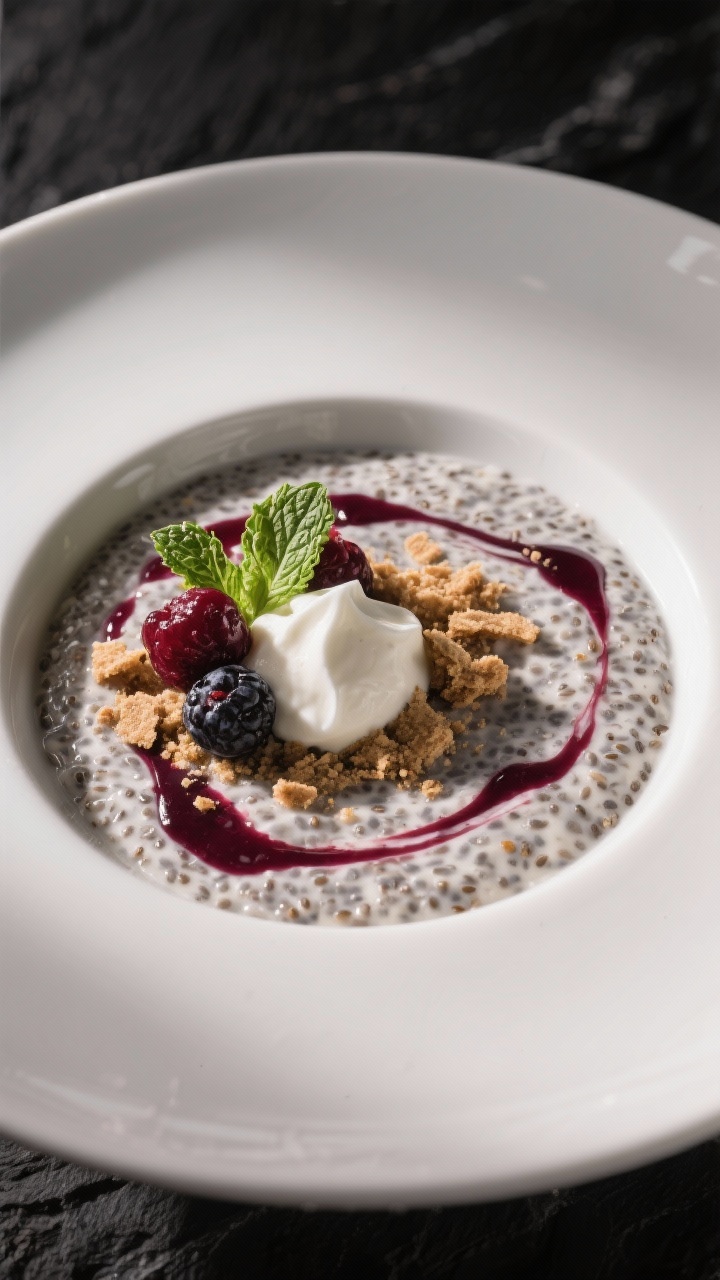 Final dish of high protein chia pudding