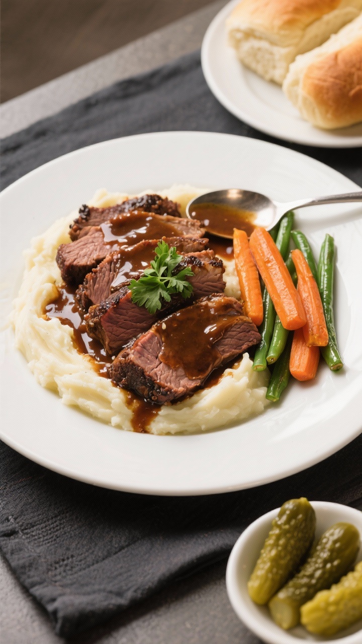 slow cooker beef brisket with mashed potatoes