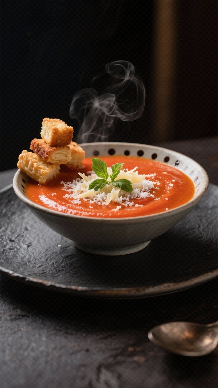 Final dish of slow cooker tomato soup