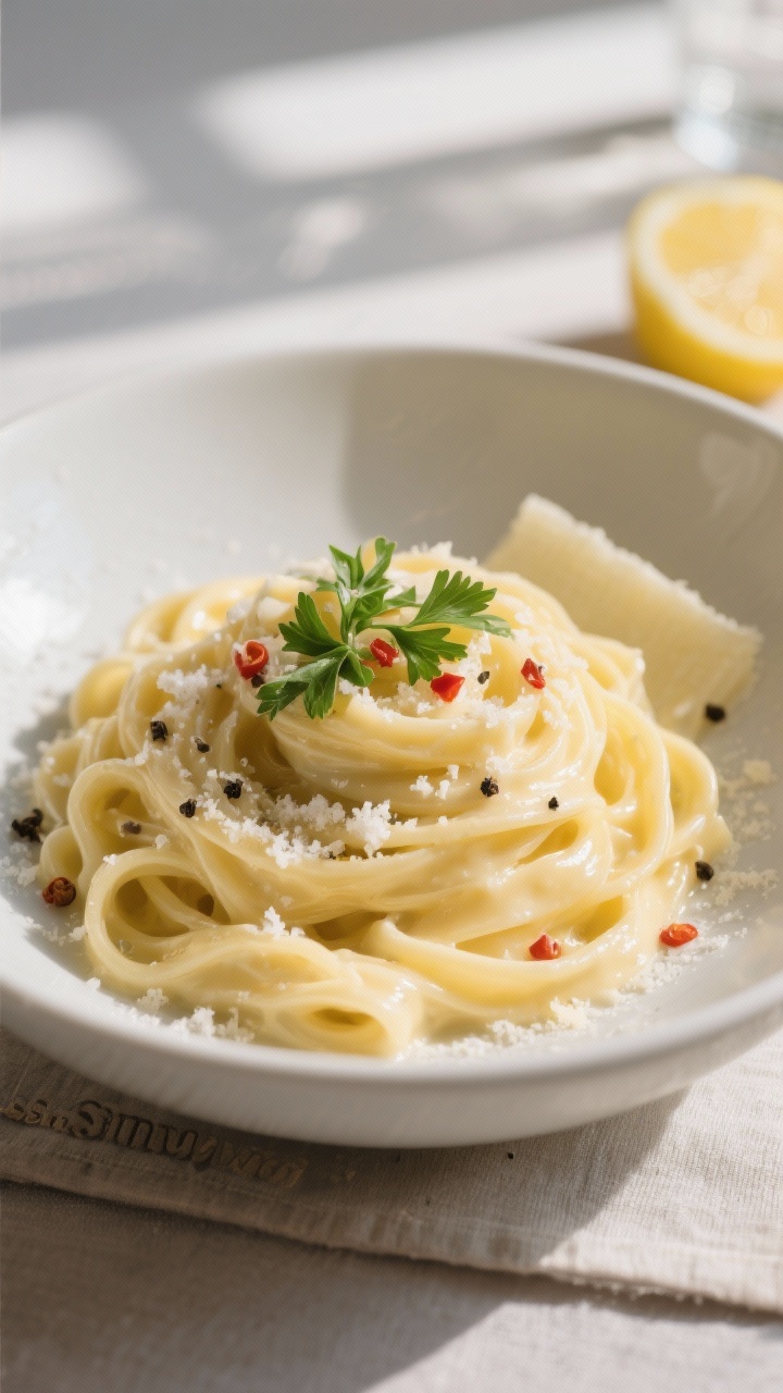 Final plated dish of high protein alfredo sauce