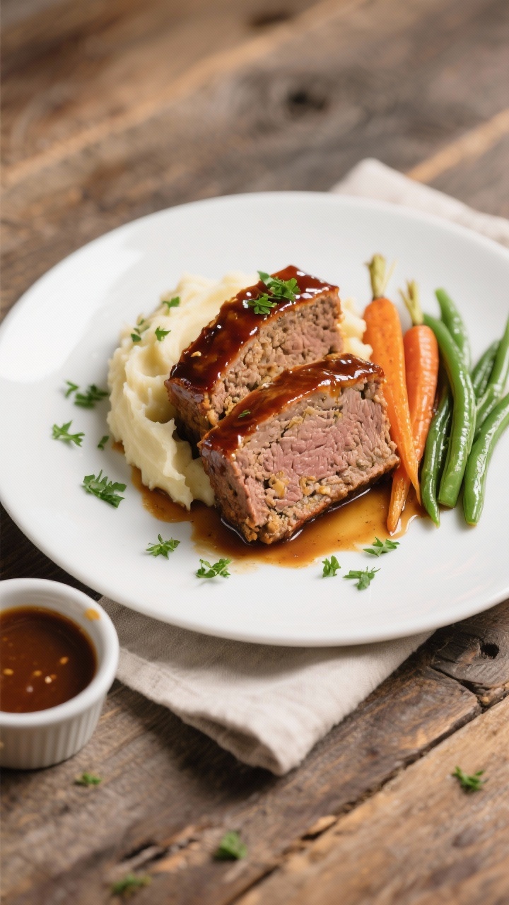 Final plated dish of high protein meatloaf