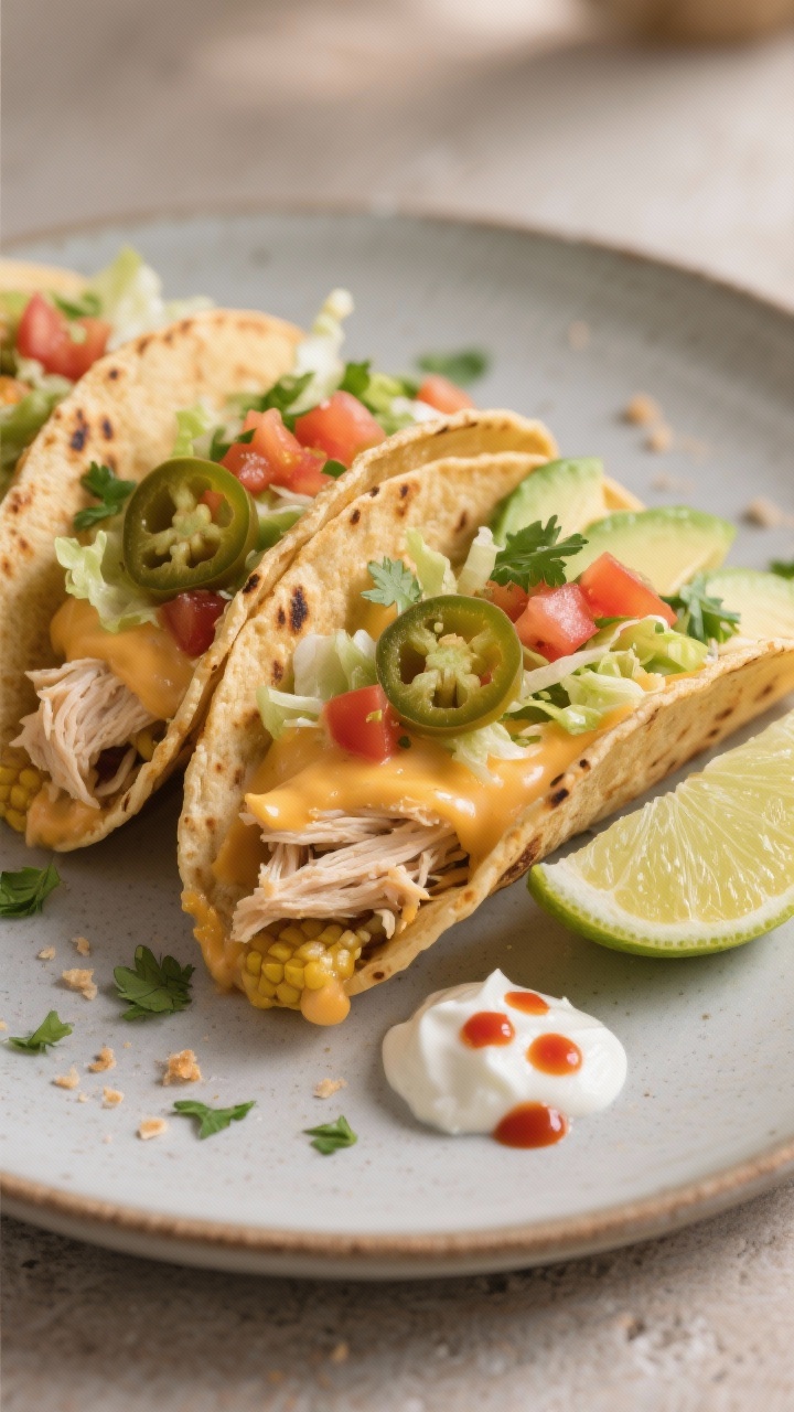 Mexican slow cooker queso chicken tacos