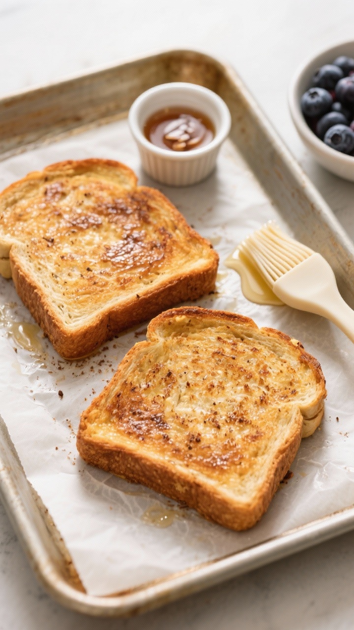 high protein french toast on baking sheet