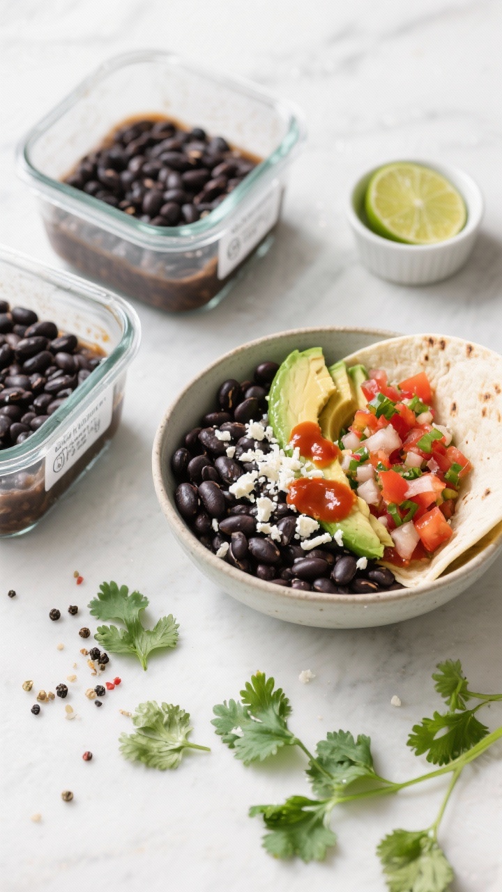 Tasty top-down meal of slow cooker black beans