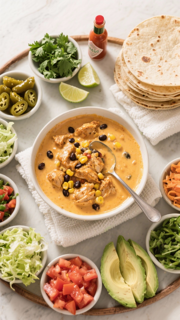 Easy slow cooker queso chicken tacos