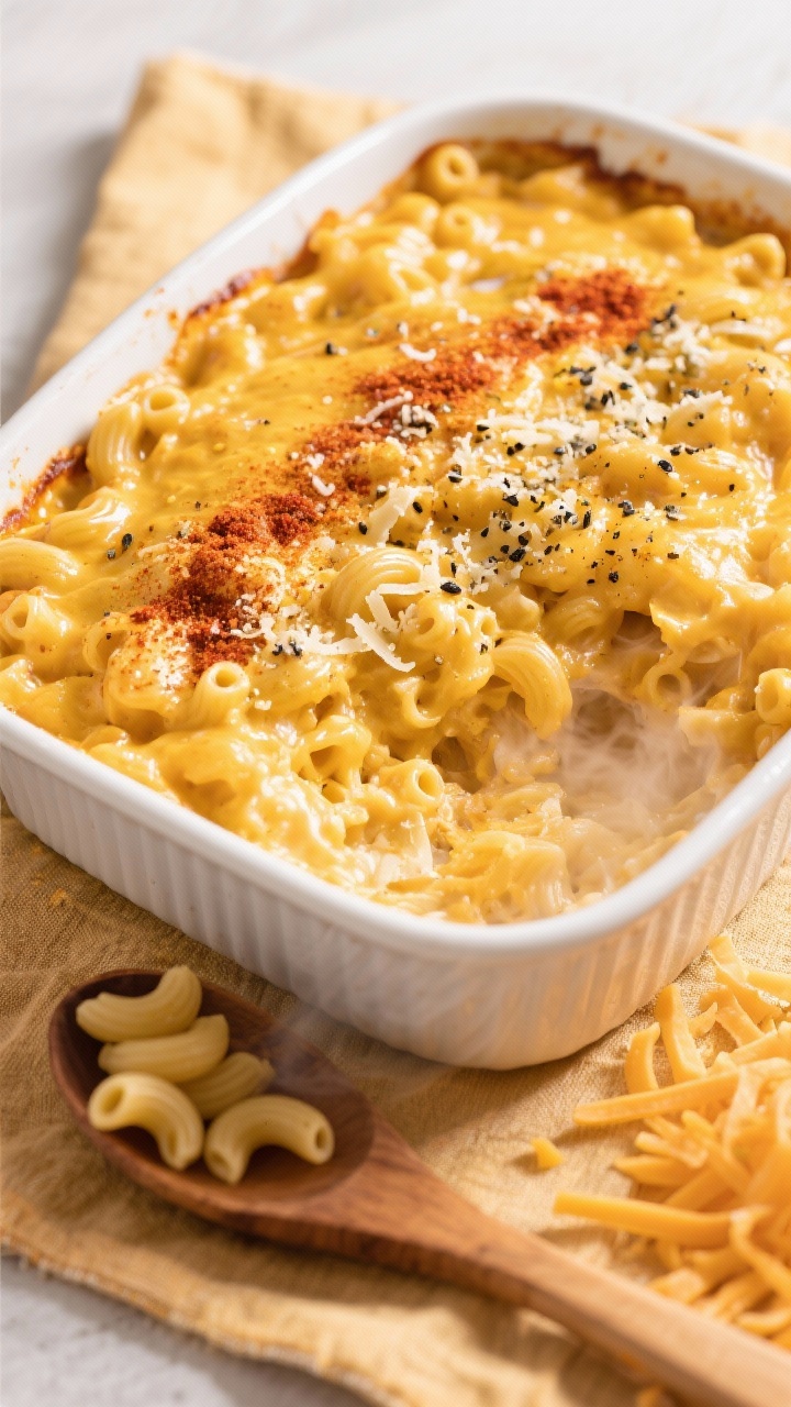 Tasty top view of slow cooker mac and cheese recipe