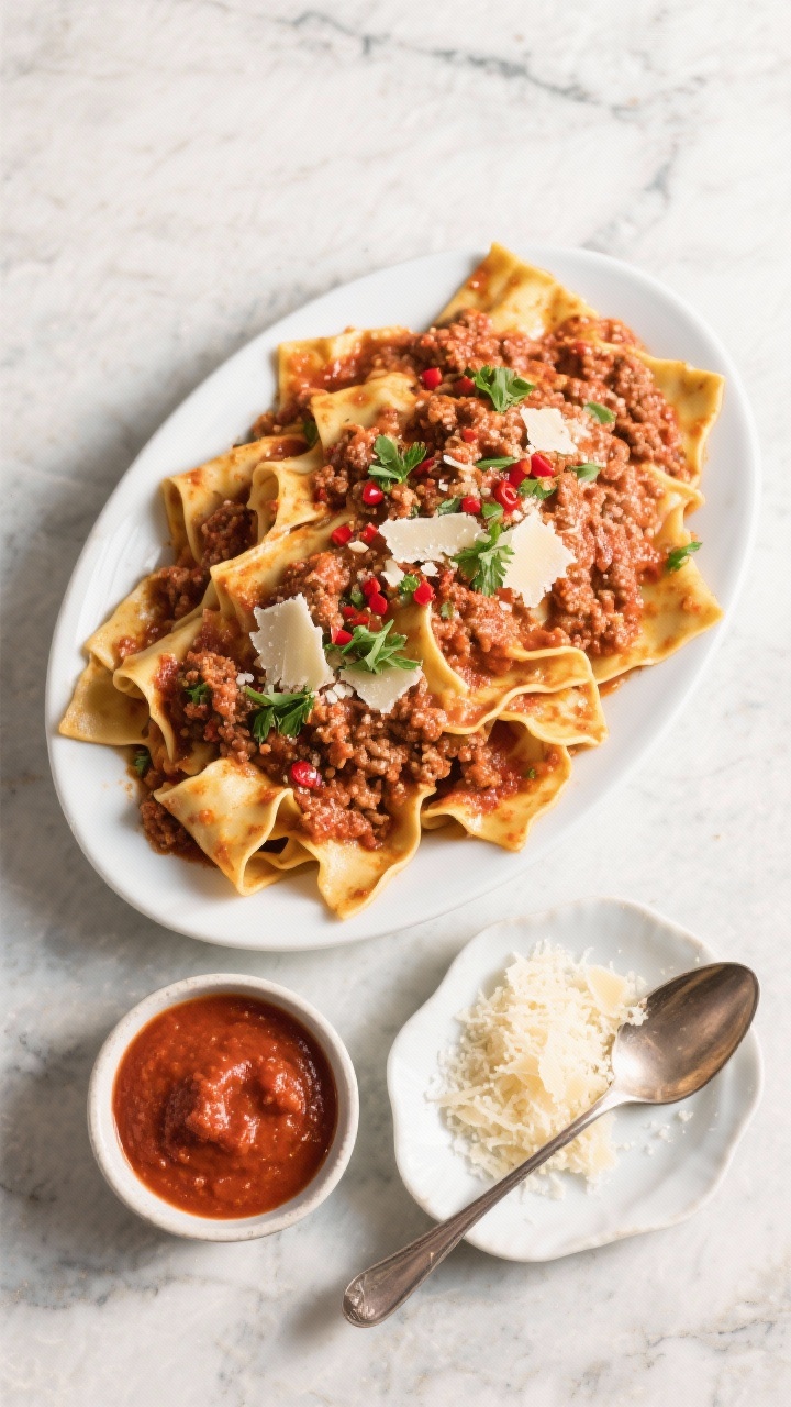 Tasty top view of slow cooker bolognese sauce