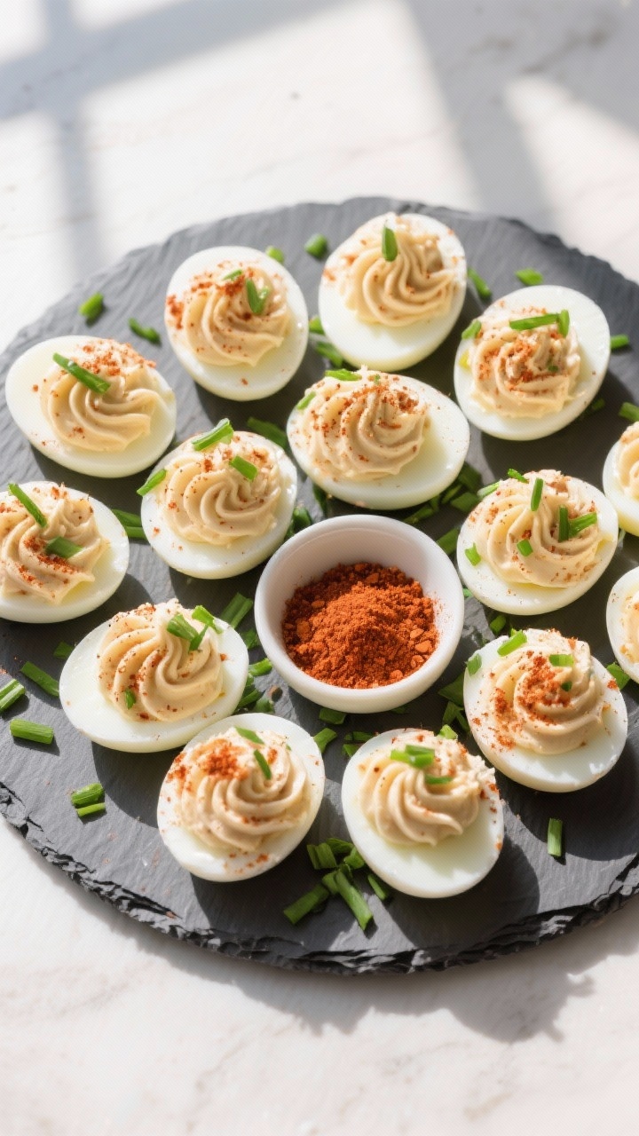 plate of turkey deviled eggs appetizer
