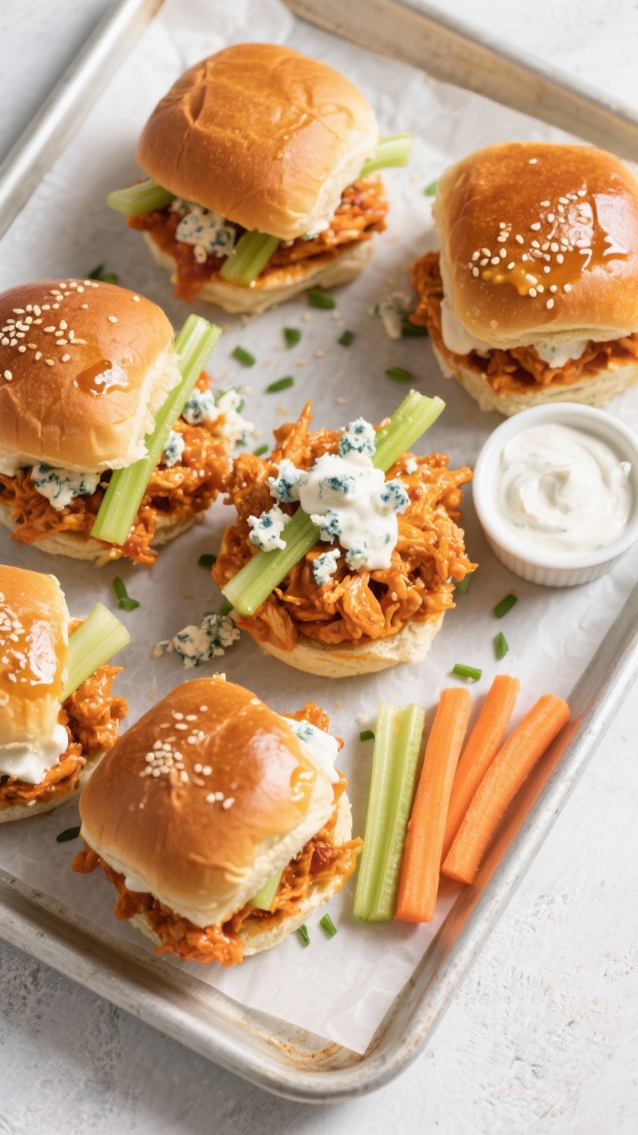 Tasty top view of slow cooker buffalo chicken