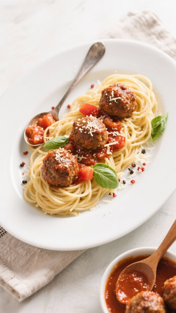 slow cooker meatballs with spaghetti