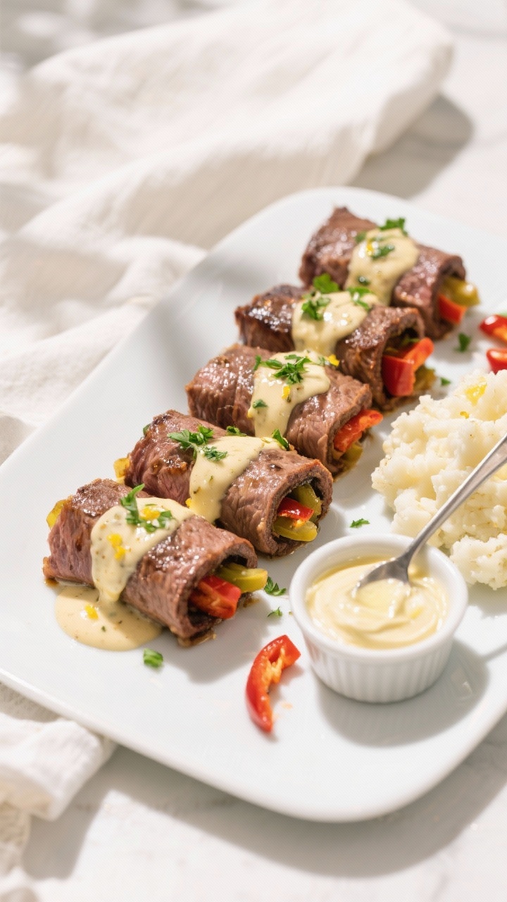 Delicious Steak and Pepper Roll Ups