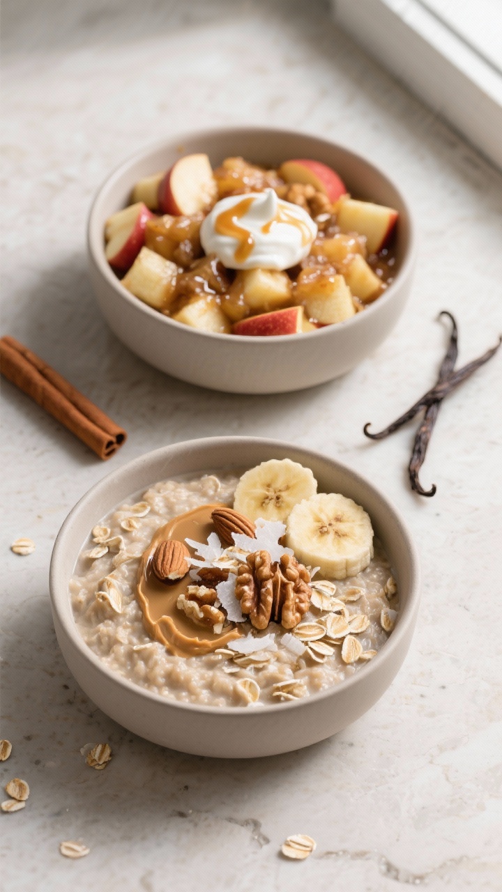 Tasty top view of slow cooker oatmeal