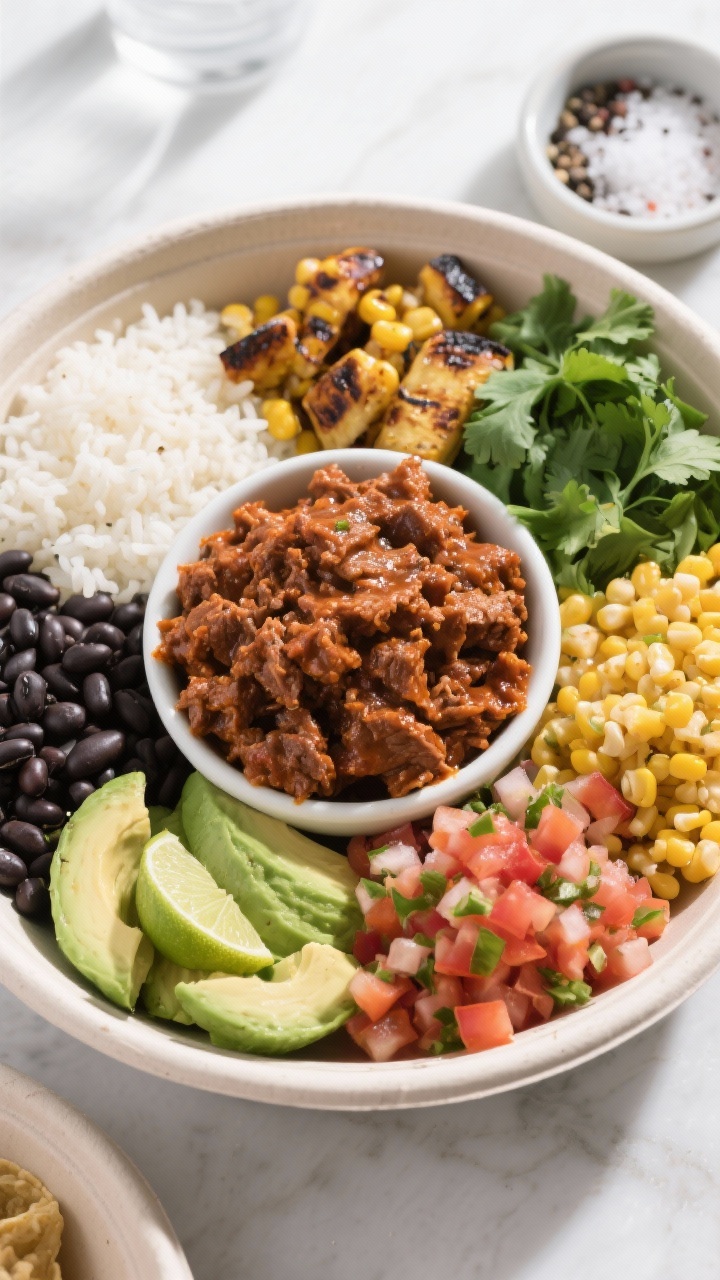 Tasty top-view shot of slow cooker taco meat