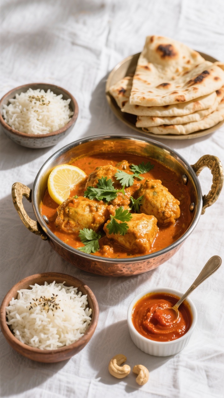 Tasty top-view of served slow cooker butter chicken