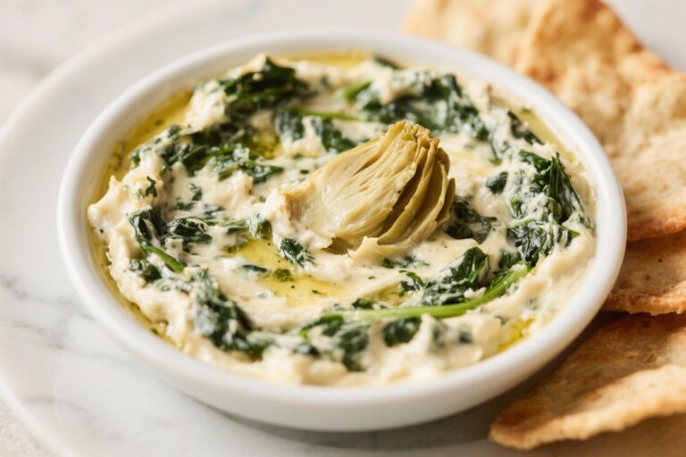 High Protein Spinach Artichoke Dip