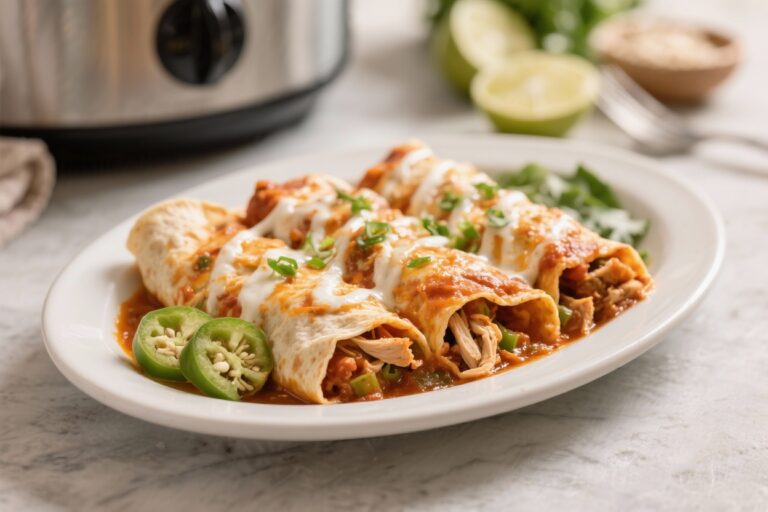 Easy Slow Cooker Chicken Enchiladas