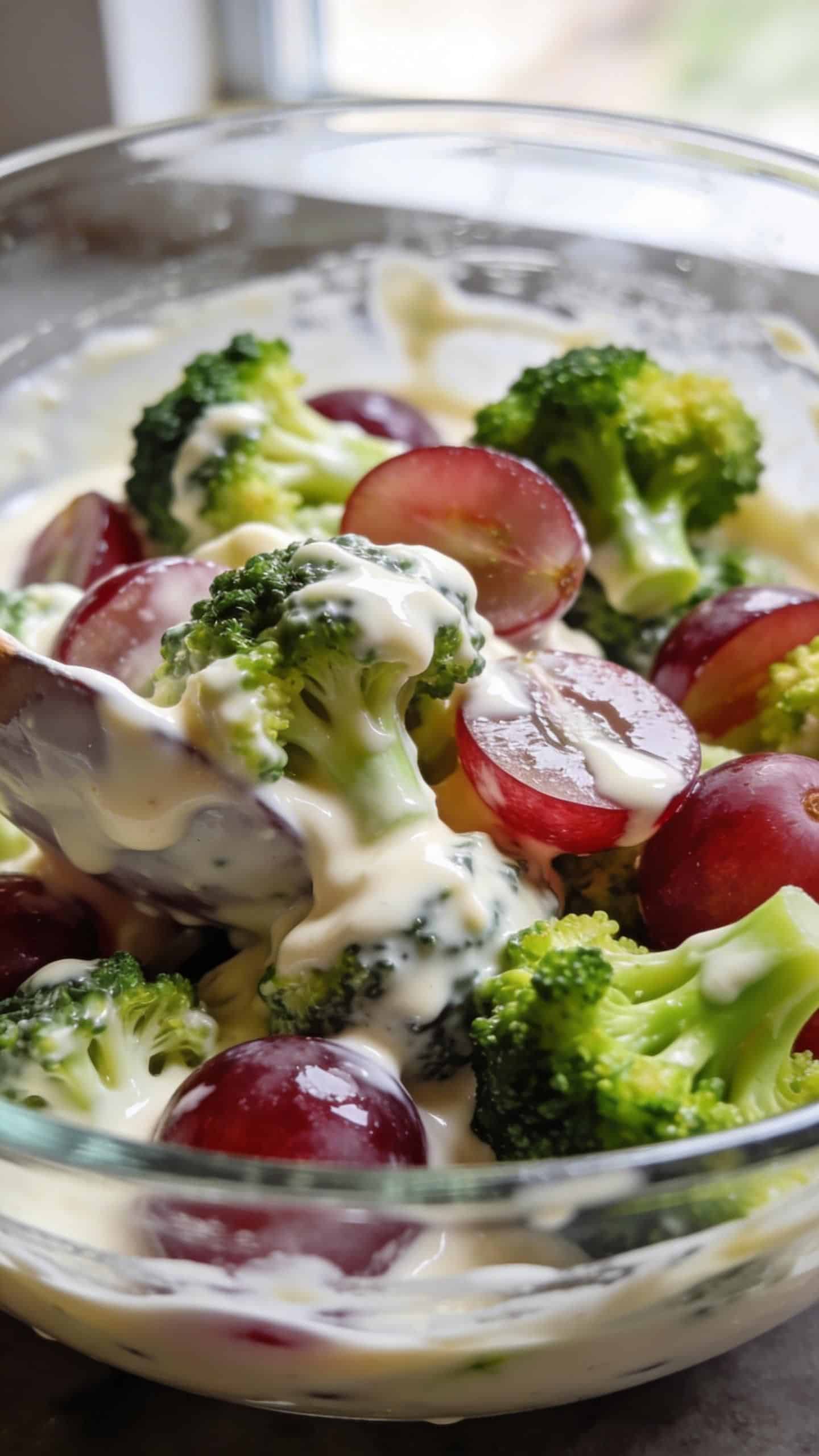 broccoli salad with grapes preparation