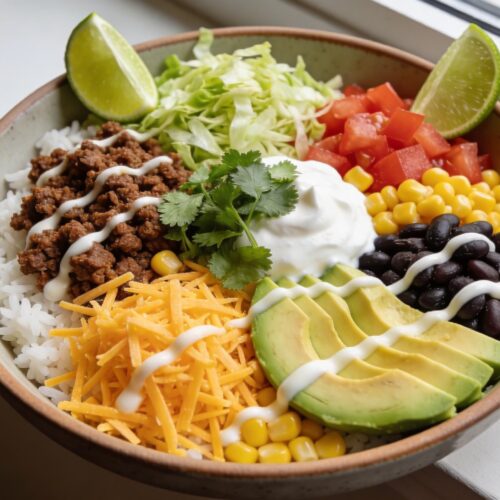 burrito bowl with ground beef