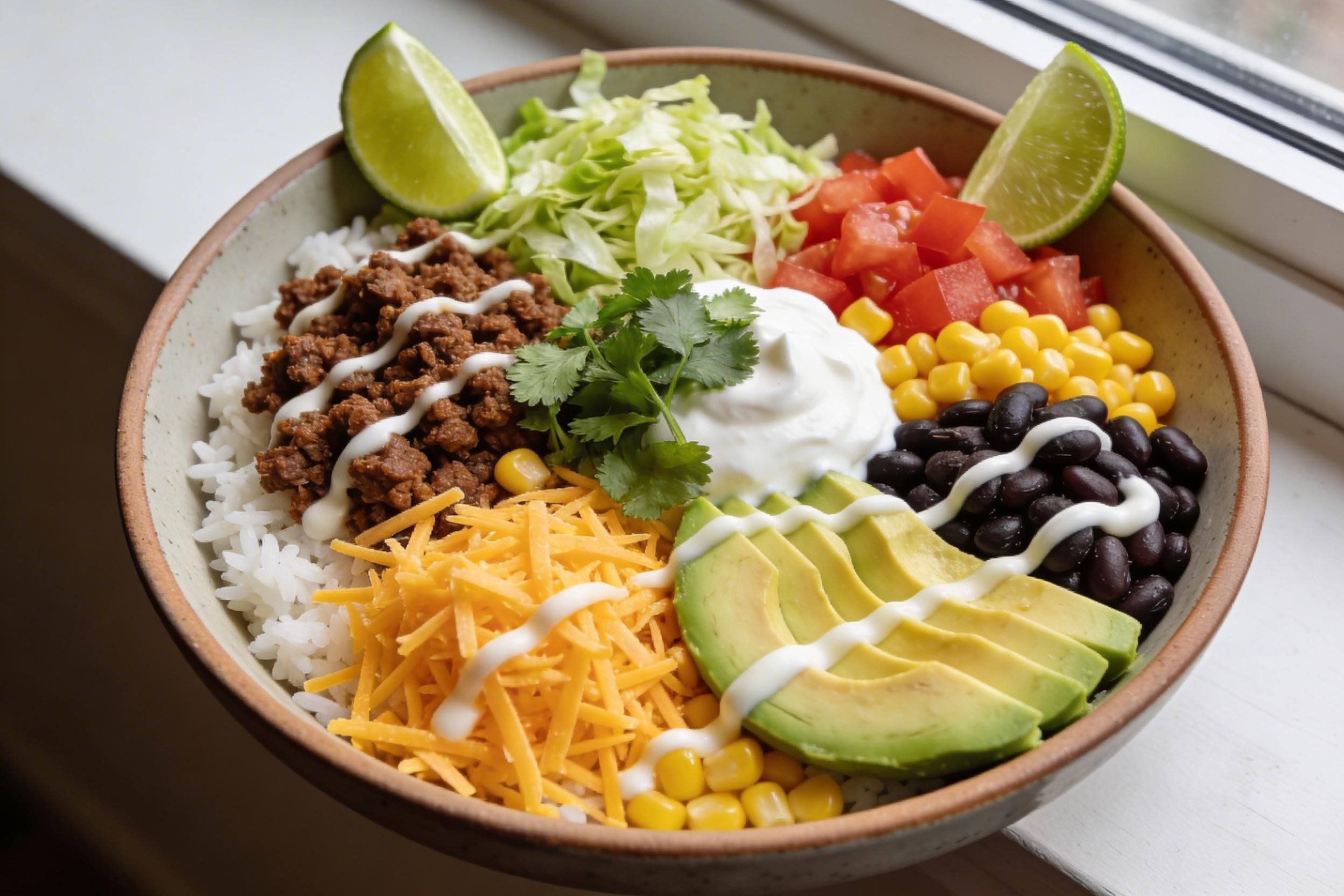 burrito bowl with ground beef