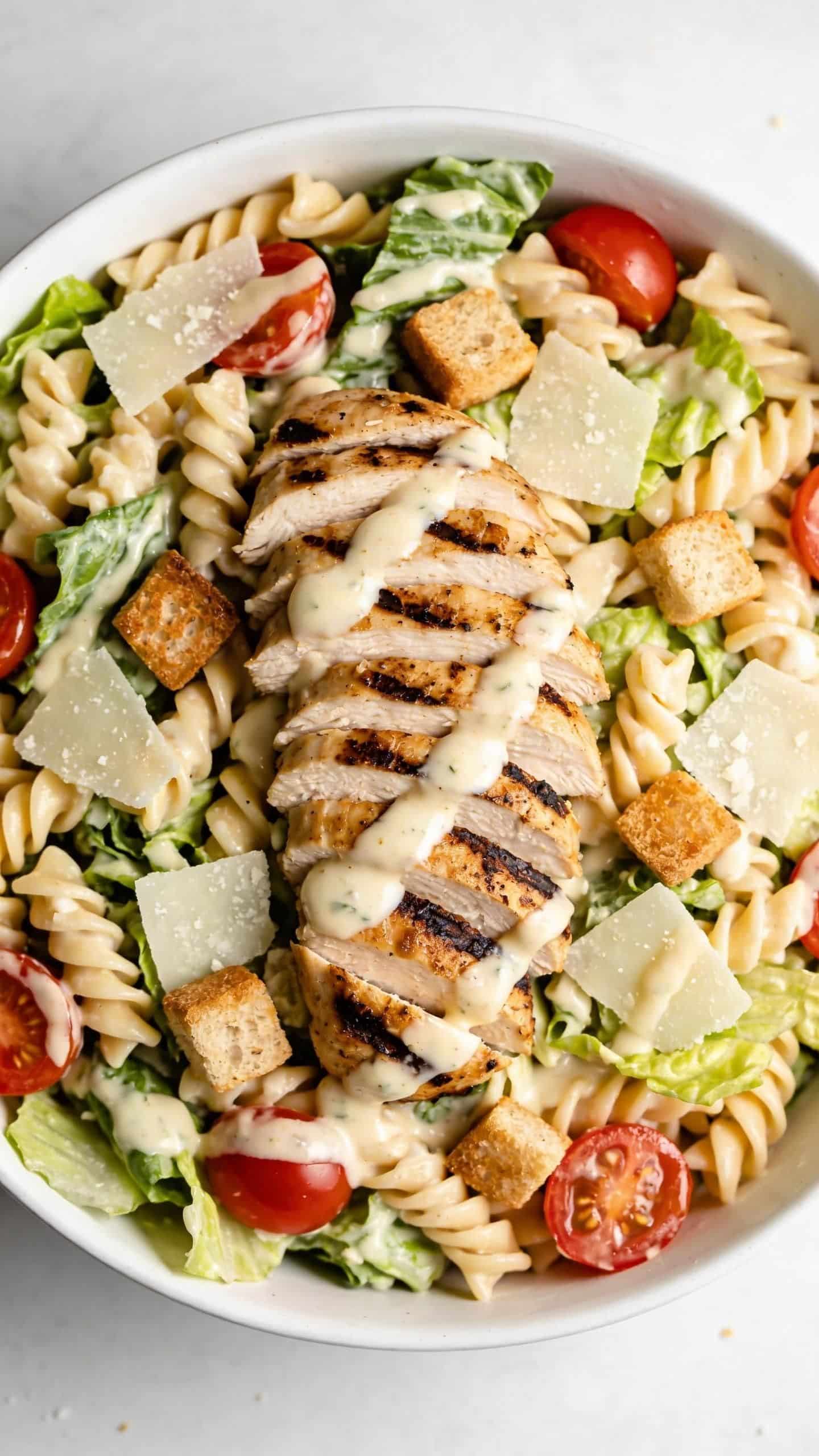 caesar pasta salad with grilled chicken