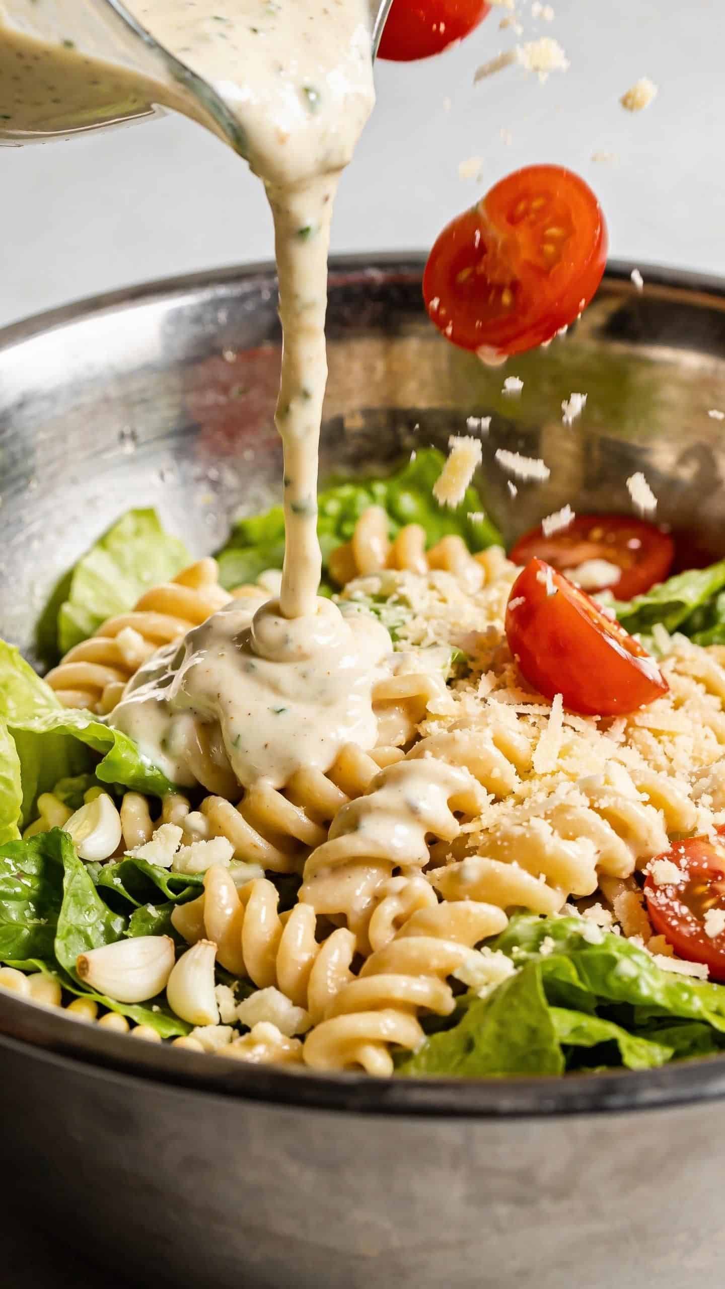 how to make caesar pasta salad with grilled chicken