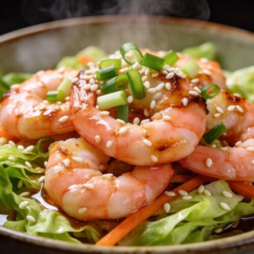 egg roll in a bowl with shrimp