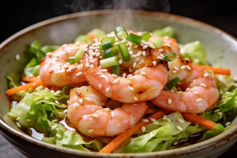 egg roll in a bowl with shrimp