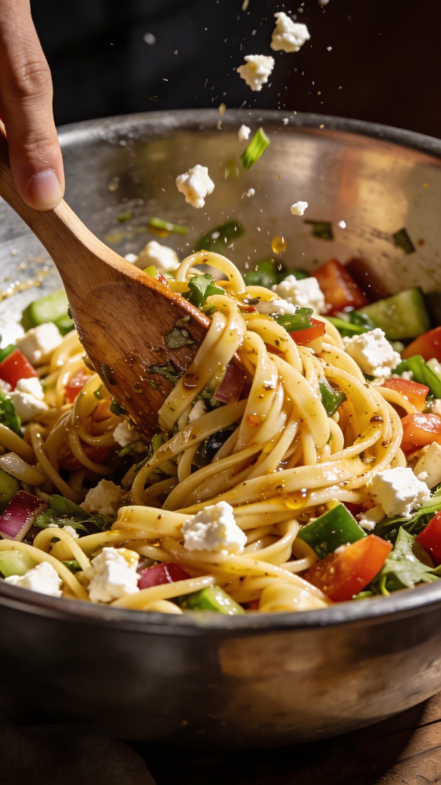 fresh greek pasta salad with feta recipe