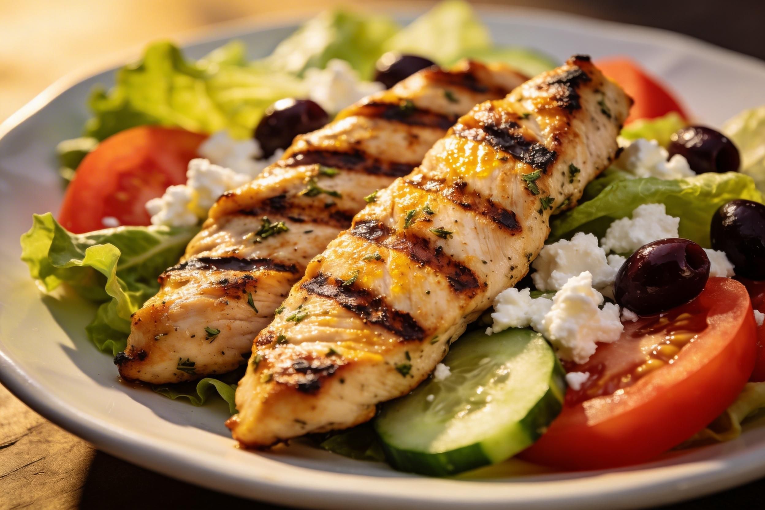 greek salad with grilled chicken