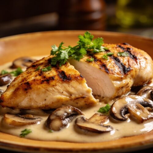 grilled chicken with mushroom sauce