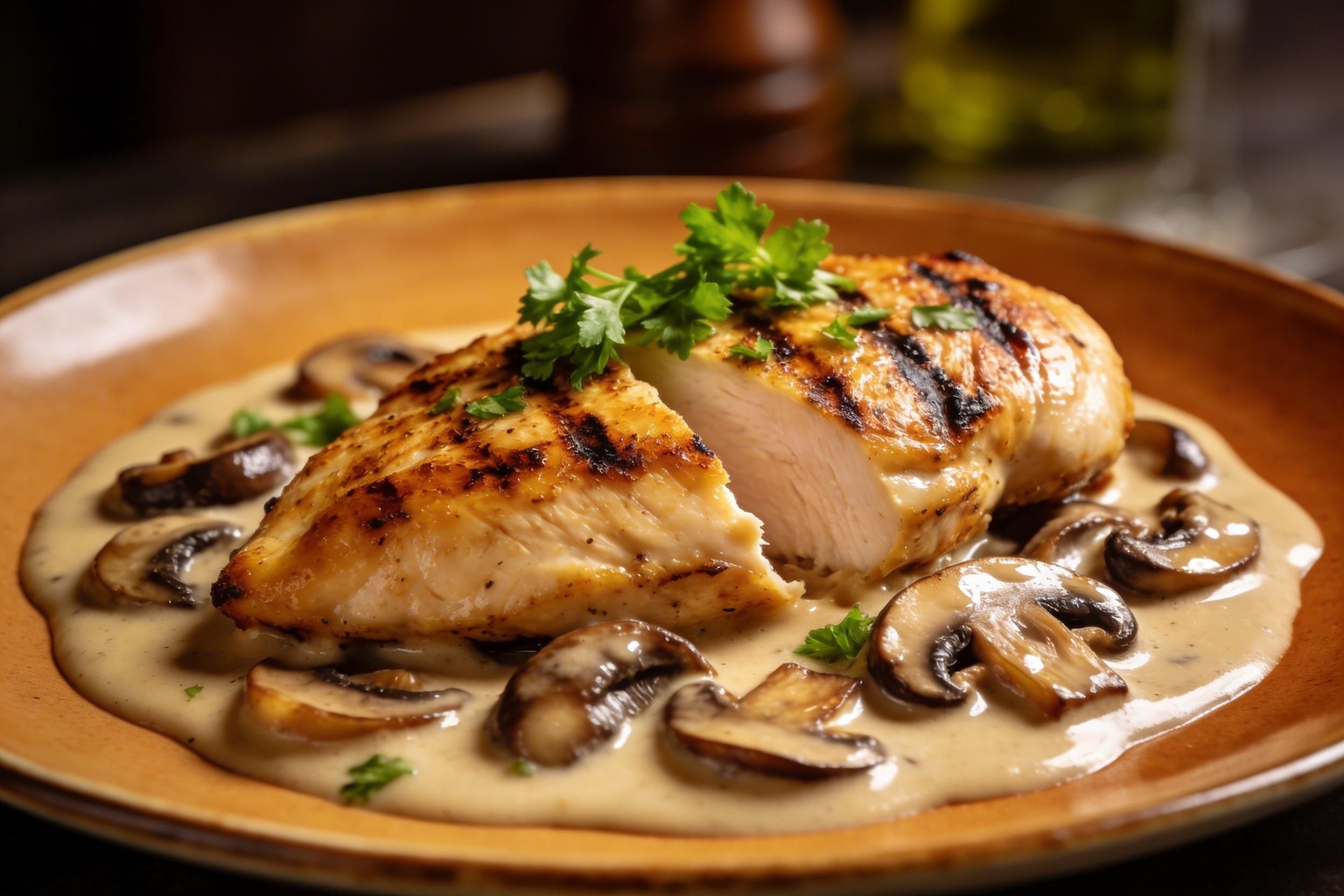 grilled chicken with mushroom sauce